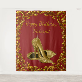 Tapete De Parede Fundo de festa de aniversário de salto alto dourad