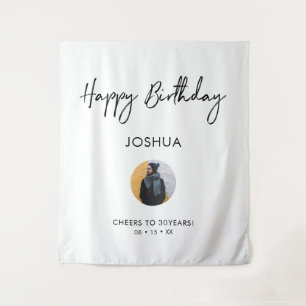 Tapete De Parede Fundo de festa de aniversário preto e branco para