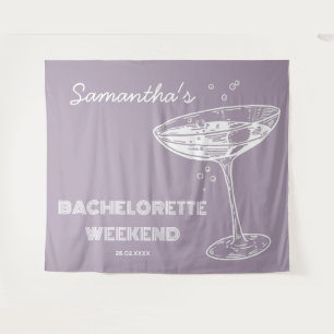 Tapete De Parede Fundo de festa de solteira retrô roxo Cocktail