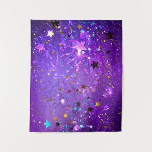 Tapete De Parede Fundo de folhas roxas com estrelas