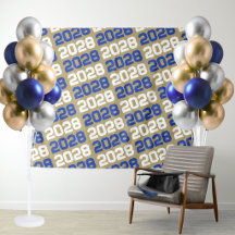 Fundo de Formatura Azul e Dourado