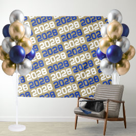 Tapete De Parede Fundo de Formatura Azul e Dourado