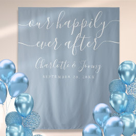 Tapete De Parede Fundo de Foto de Casamento Azul Empoeirado Elegant