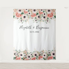 Tapete De Parede Fundo de Foto de Casamento Floral com Aquarela Ros