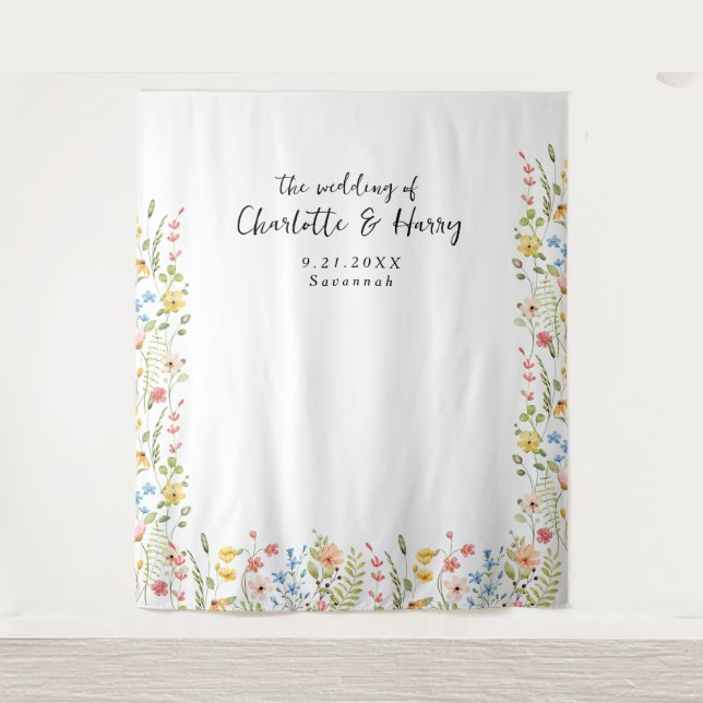 Tapete De Parede Fundo de Foto de Casamento Floral Moderno de Flore (Frente)