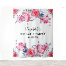 Fundo de Foto de Chá de Noiva Floral Rosa Elegante