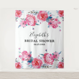 Tapete De Parede Fundo de Foto de Chá de Noiva Floral Rosa Elegante