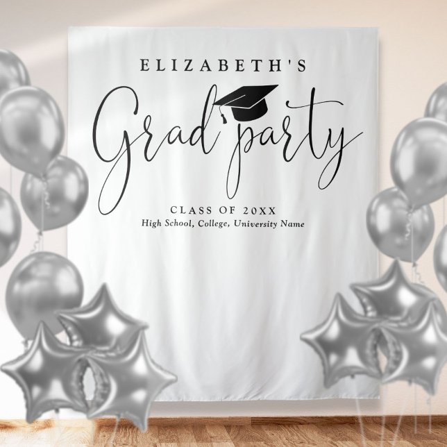 Tapete De Parede Fundo de Foto de Festa de Formatura Moderna (Modern Graduation Party Photo Backdrop)