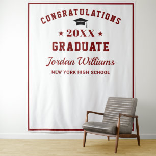 Tapete De Parede Fundo de Foto de Formatura Moderno Branco Burgundy
