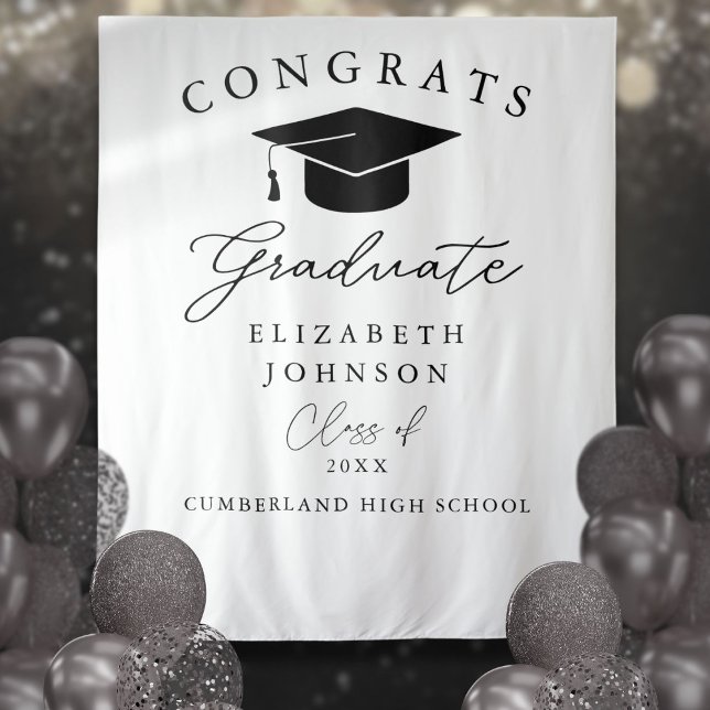 Tapete De Parede Fundo de Foto de Formatura Moderno e Elegante (Modern Elegant Graduation Photo Backdrop)