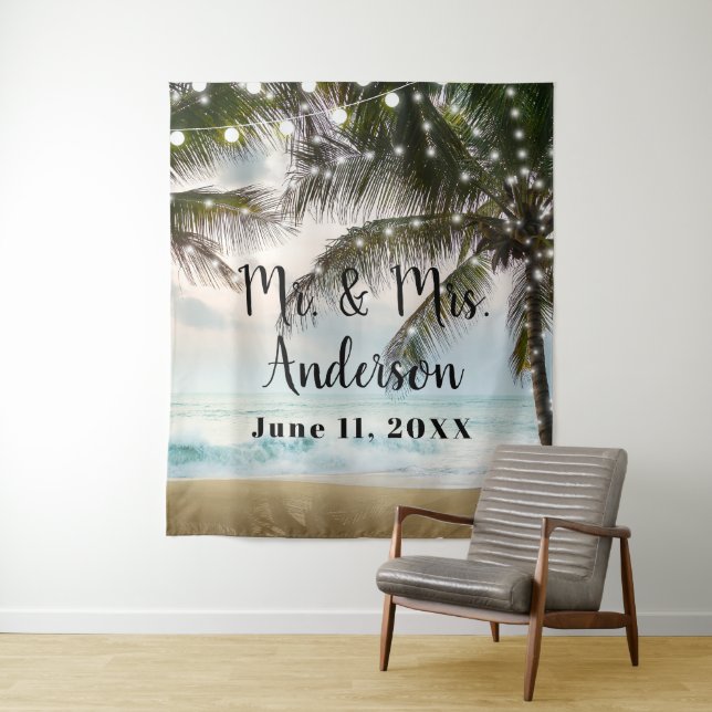 Tapete De Parede Fundo de Foto de Praia Tropical com Palmeira (In Situ)