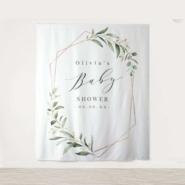 Tapete De Parede Fundo de Foto Geométrico de Verdura para Chá de Be (Frente)