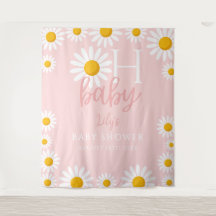 Fundo de Foto para Chá de Bebê Oh Baby Pink Daisy