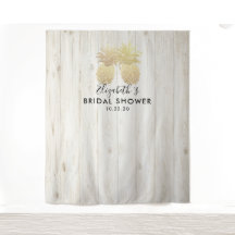 Fundo de Foto para Chá de Noiva Abacaxi Dourado Ca