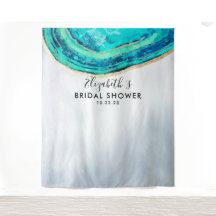 Fundo de Foto para Chá de Noiva Ágata Geodo Dourad