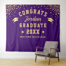 Fundo de Foto para Formatura Moderno Dourado Roxo