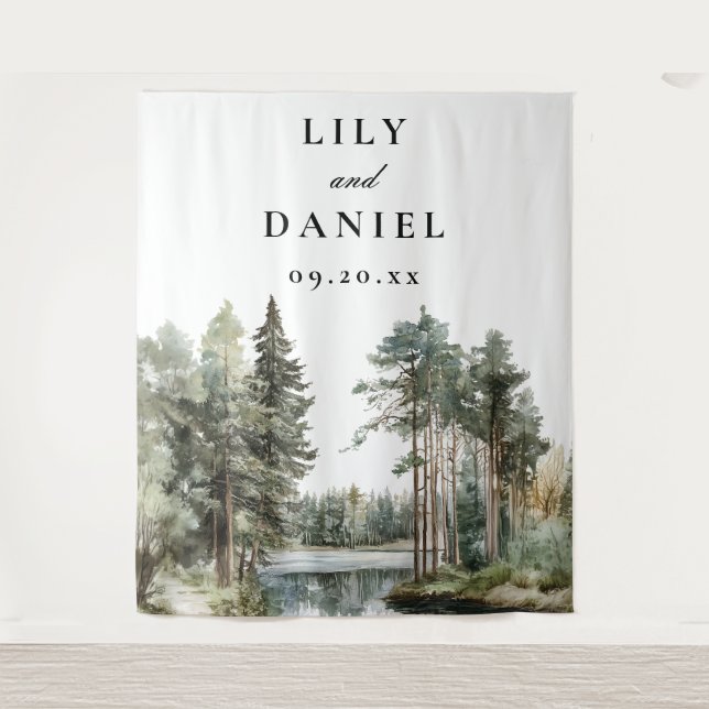 Tapete De Parede Fundo de fotografia de casamento em floresta de la (Frente)