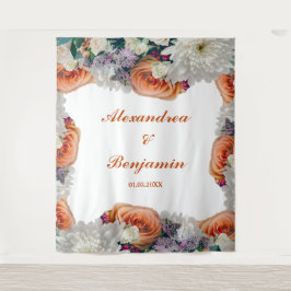 Tapete De Parede Fundo de fotografia de casamento floral branco cor