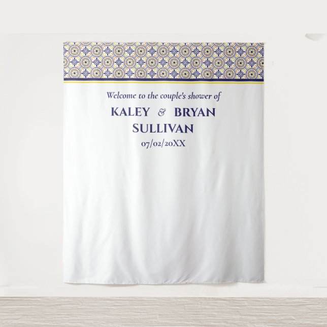 Tapete De Parede Fundo de fotografia para chuveiro de azulejo amare (Frente)