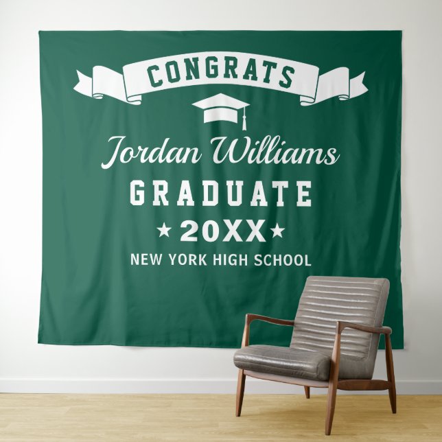 Tapete De Parede Fundo de Fotografia para Graduação Branca Verde Mo (In Situ (Horizontal))