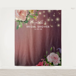 Tapete De Parede Fundo de Fotos para Chá de Noiva com Flores e Luze