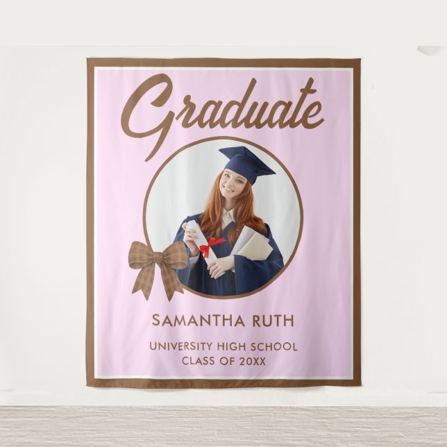 Tapete De Parede Fundo de Graduação com Laço de Ginga Marrom (Frente)