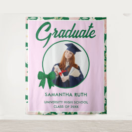 Tapete De Parede Fundo de Graduação com Laço de Ginga Verde de Flor