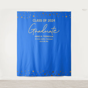 Tapete De Parede Fundo de graduação da turma de 2024 BLUE Gold Clas