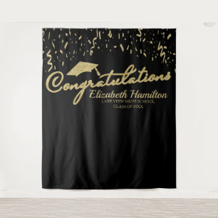 Tapete De Parede Fundo de Graduação Dourado e Preto Parabéns