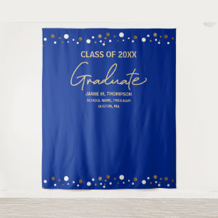 Tapete De Parede Fundo de graduação Royal Blue Gold Custom Year