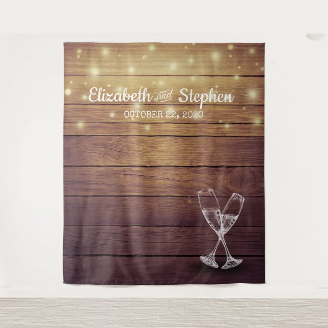 Tapete De Parede Fundo de madeira para cabine de fotos de casamento (Frente)