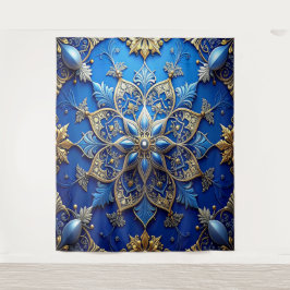 Tapete De Parede Fundo de Natal Azul Dourado Decorativo