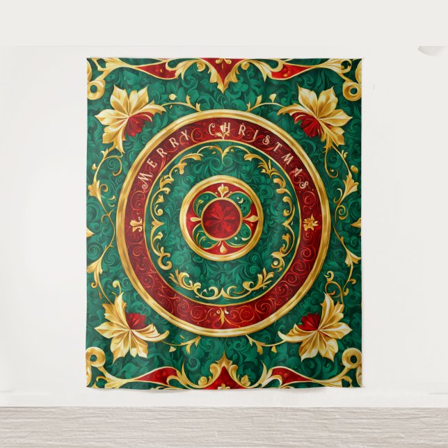 Tapete De Parede Fundo de Natal Floral Decorativo (Frente)