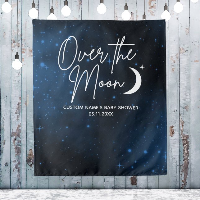 Tapete De Parede Fundo de Parede Lua Além Baby Shower Neutro (Over The Moon Backdrop Wall Baby Shower Neutral
)