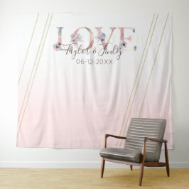 Tapete De Parede Fundo de Selfie Rosa Blush LOVE Moderno Casamento