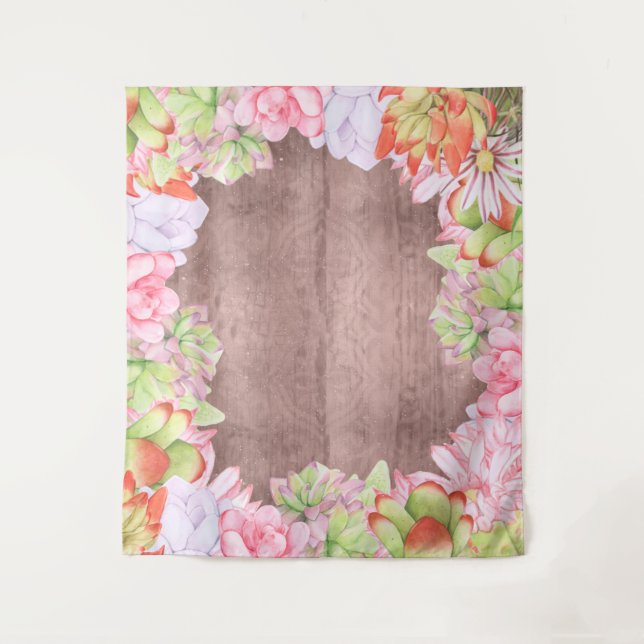 Tapete De Parede Fundo de Suculentas Aquarela (Frente)