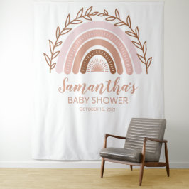 Tapete De Parede Fundo de Terracota Boho Arco-íris para Chá de Bebê