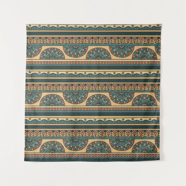 Tapete De Parede Fundo de Vintagem Geométrica Tribal (Frente)