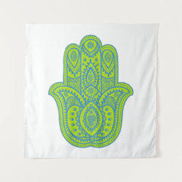 Tapete De Parede Fundo Design Verde e Branco do Hamsa