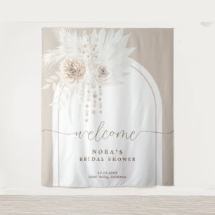 Tapete De Parede Fundo do Arco Floral Boho Branco
