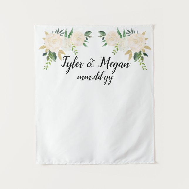 Tapete De Parede Fundo do Casamento outono Boho, Casamento Branco D (Frente)