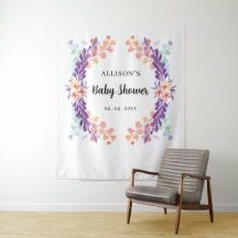 Fundo do Chá de fraldas Floral Roxo Russo