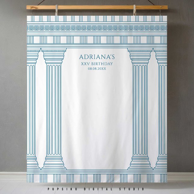 Tapete De Parede Fundo do Partido Grego com templo azul (Criador carregado)