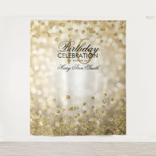 Tapete De Parede Fundo Dourado Luzes Doce 16 Confetes
