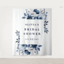 Fundo Elegante de Chuva de Noiva Floral Azul Marin