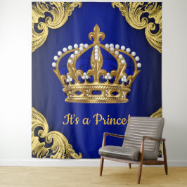 Tapete De Parede Fundo Extra Grande Coroa Príncipe Azul Real Dourad