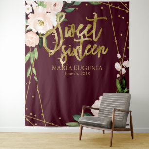 Tapete De Parede Fundo floral de Borgonha com Rosa Desabrochada par
