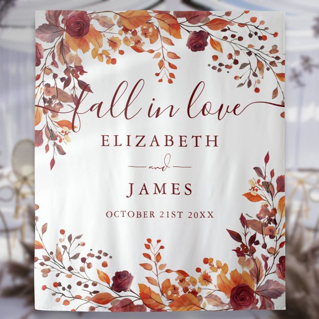 Tapete De Parede Fundo Floral de Fotografia Floral de outono Russo (Rustic Autumn Fall Floral Photo Booth Backdrop)