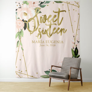 Tapete De Parede Fundo Floral Rosa Blush com Papel Alumínio Dourado
