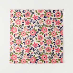 Tapete De Parede Fundo floral vintage, flores cor-de-rosa distantes